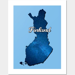 Blue map of Finland Posters and Art